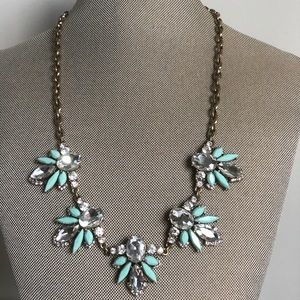 Jcrew blue & crystal statement necklace